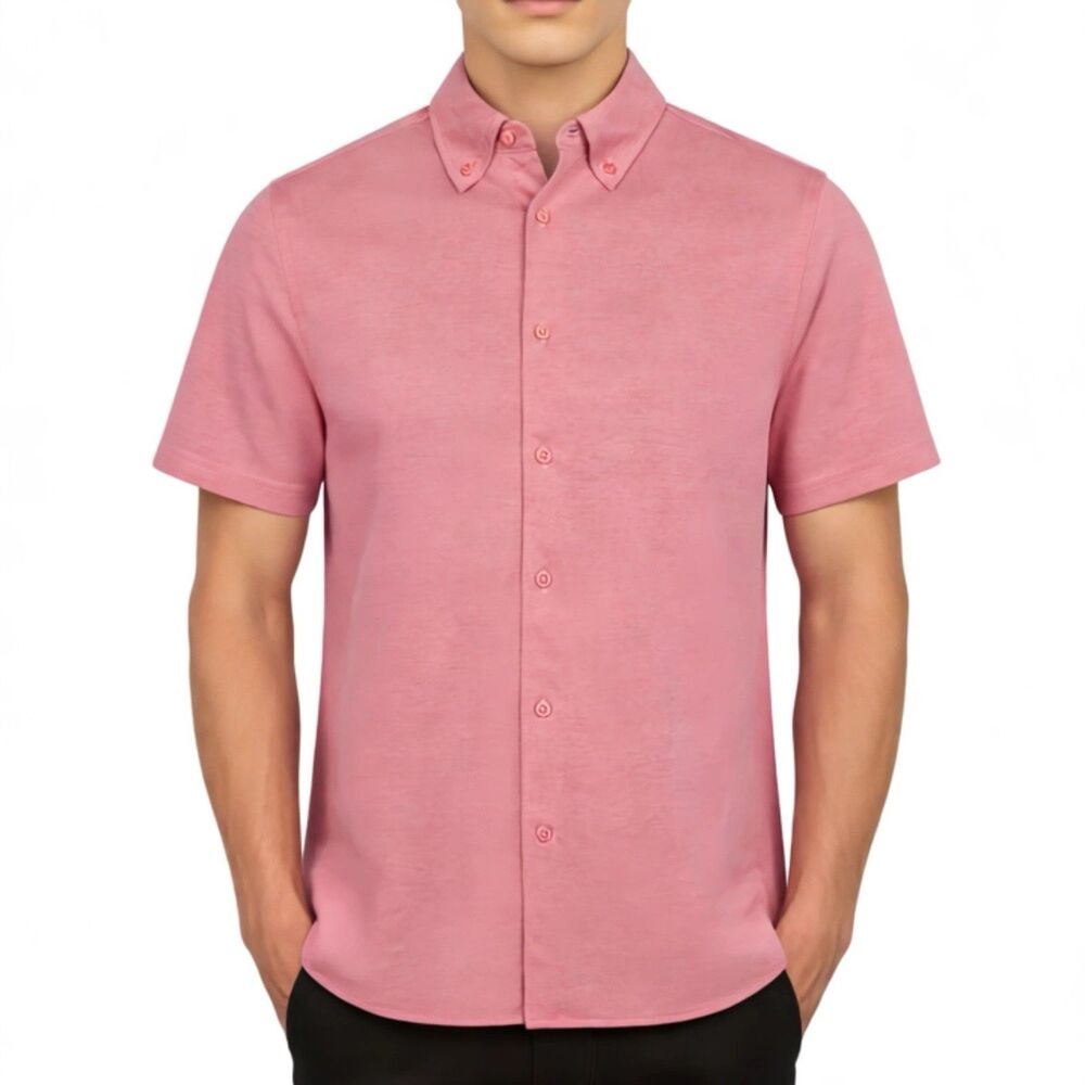 NWT Victor Emmanuel Button-Down Collar Polo Shirt Papaya - Size Small